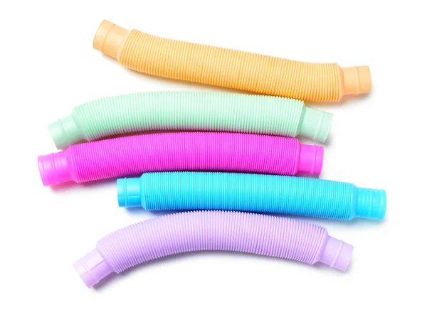 Different Colorful Pop Tubes White Background — Stock Photo, Image