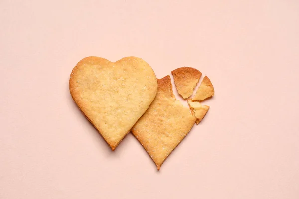 Tasty Heart Shaped Cookies Beige Background Valentines Day Celebration — Stock Photo, Image