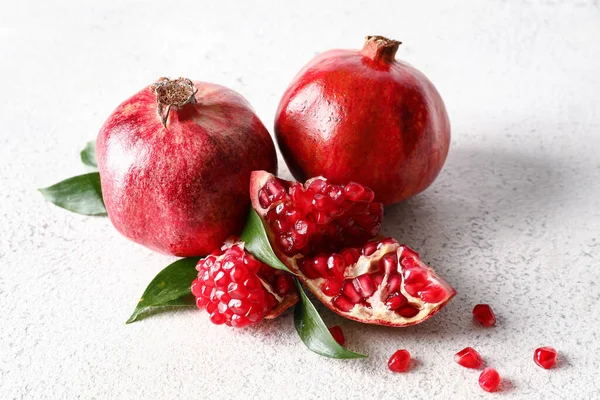 Ripe Delicious Pomegranate Light Background — Stock Photo, Image