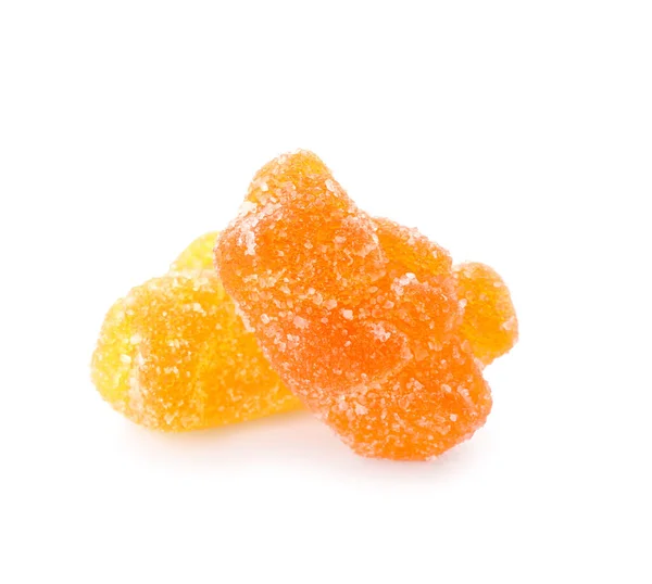 Yellow Orange Jelly Bears White Background — Stock Photo, Image