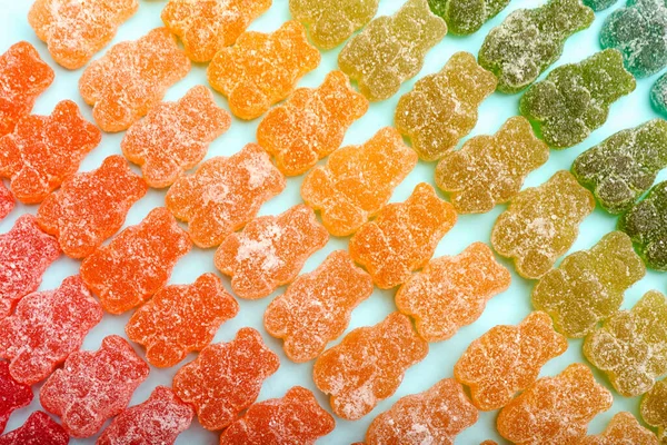 Different Tasty Jelly Bears Color Background — Stock Photo, Image