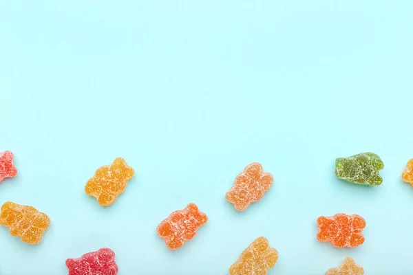 Different Tasty Jelly Bears Color Background — Stock Photo, Image