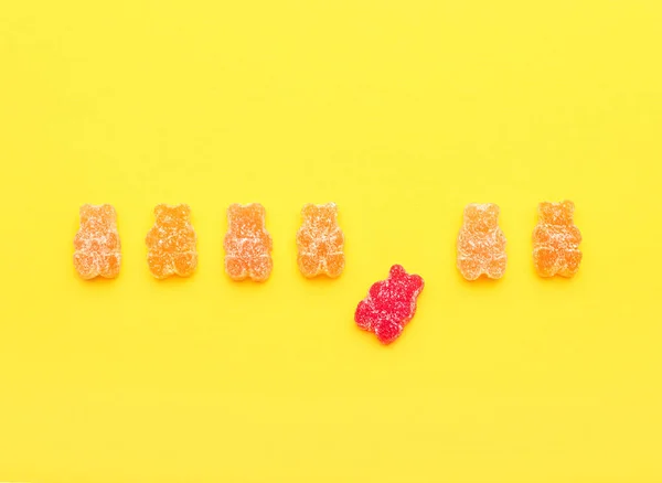 Tasty Jelly Bears Color Background — Stock Photo, Image