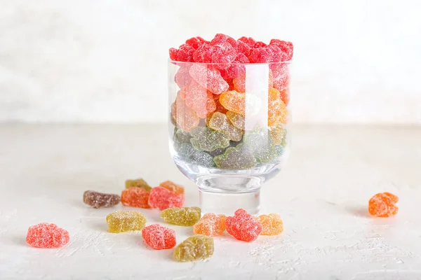 Glass Different Jelly Bears Light Background — Stock Photo, Image