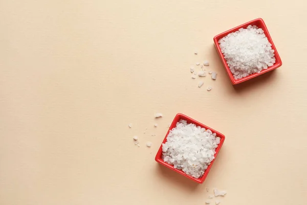 Bowls Sea Salt Color Background — Stock Photo, Image