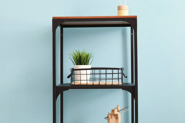 Modern Shelf Unit Decor Color Wall — Stock Photo, Image