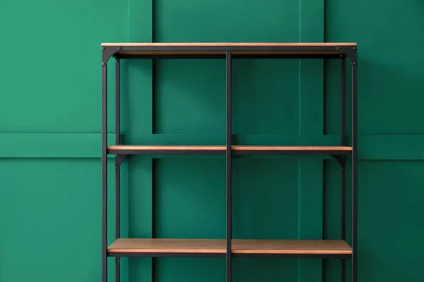 Empty Shelf Unit Green Wall — Stock Photo, Image