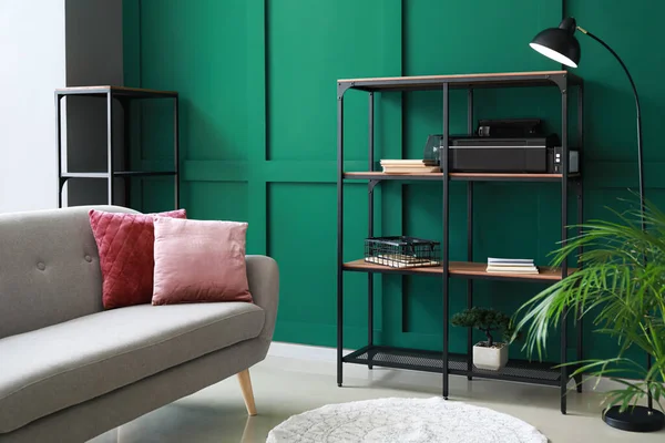 Interior Modern Room Shelf Unit Comfortable Sofa — Stock Photo, Image