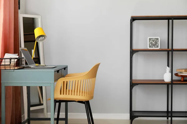 Workplace Modern Laptop Shelf Unit Room — Stock Photo, Image