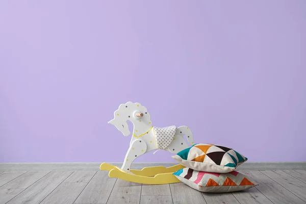 Rocking Horse Pillows Color Wall — Stock Photo, Image