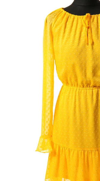 Mannequin Trendy Yellow Dress White Background Closeup — Stock Photo, Image