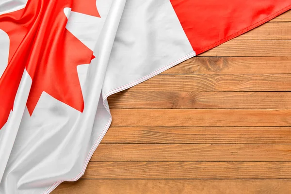 Bandera Nacional Canadá Sobre Fondo Madera Primer Plano — Foto de Stock