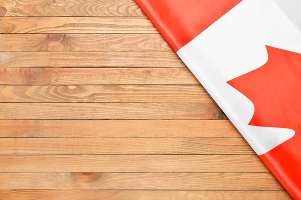 Bandeira Nacional Canadá Fundo Madeira Close — Fotografia de Stock