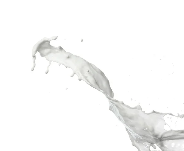 Splash Του Νωπού Γάλακτος Λευκό Φόντο — Φωτογραφία Αρχείου