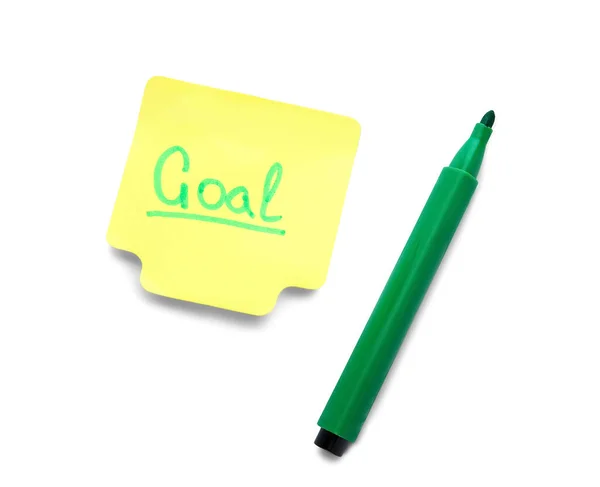 Sticky Note Word Goal Marker White Background — Stock Photo, Image