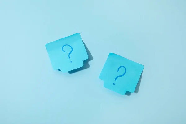 Sticky Notes Question Marks Blue Background — Stock Fotó