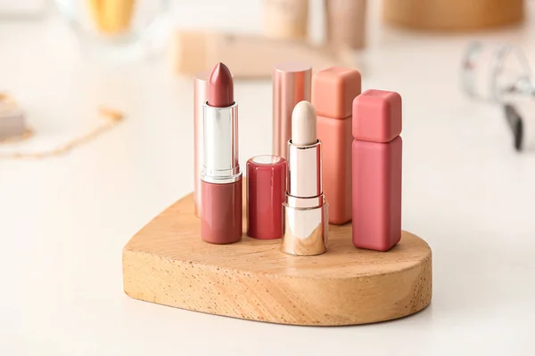 Stand Different Lipsticks Light Table Closeup — Stock Photo, Image