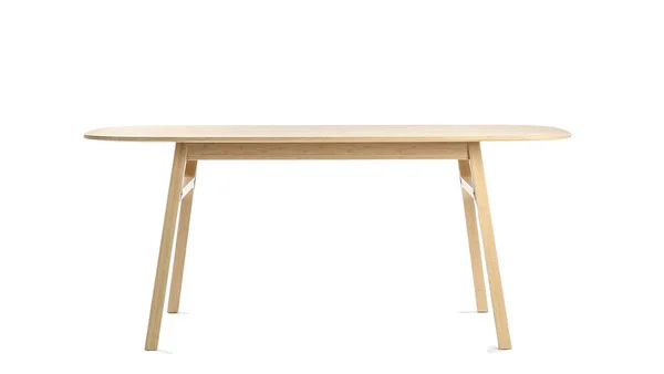 Stilvoller Holztisch Isoliert Auf Weiß — Stockfoto
