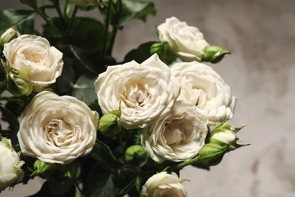 Bouquet Beautiful Fresh Roses Light Background Closeup — Stock Photo, Image