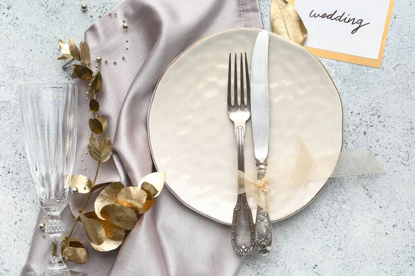 Gyönyörű Asztal Beállítása Esküvő Fény Háttér — Stock Fotó