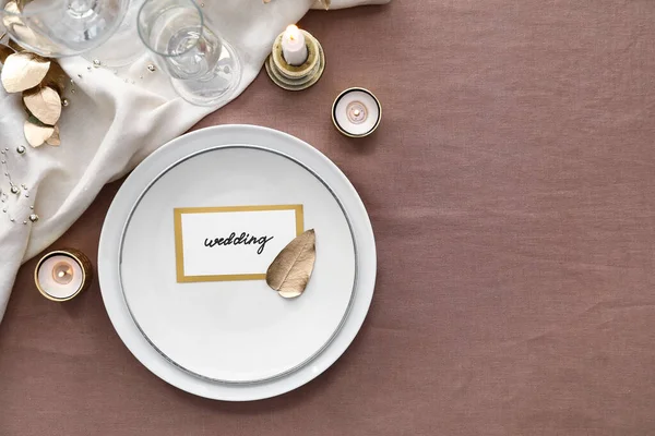 Gyönyörű Asztalterítő Gyertyák Esküvői Meghívó — Stock Fotó