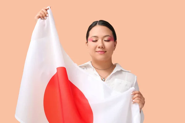 Якась Вродлива Дівчина Японським Прапором — стокове фото