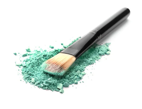 Makeup Brush Loose Eye Shadow White Background — Stock Photo, Image