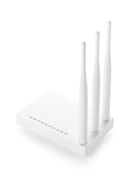 Router Met Antennes Witte Achtergrond — Stockfoto