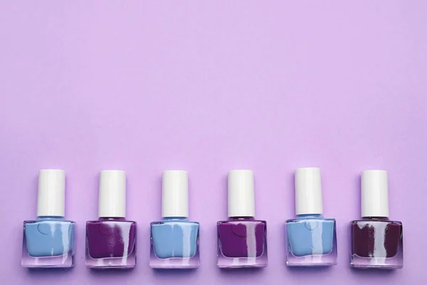 Set Nail Polish Bottles Color Background — Stock Photo, Image