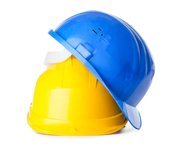 Hardhats Segurança Fundo Branco — Fotografia de Stock