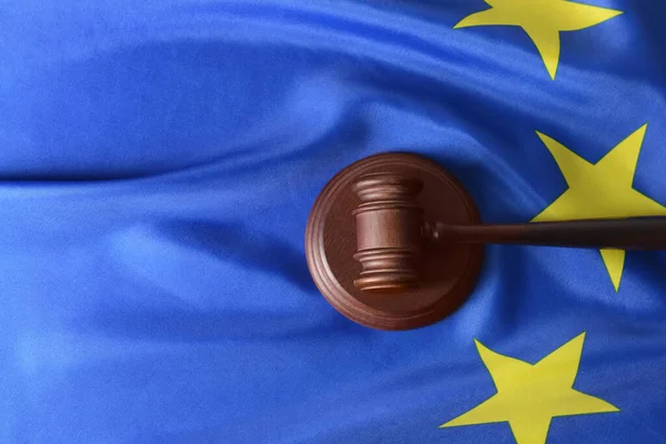 Gavel Judge European Union Flag Top View — Stock Photo, Image