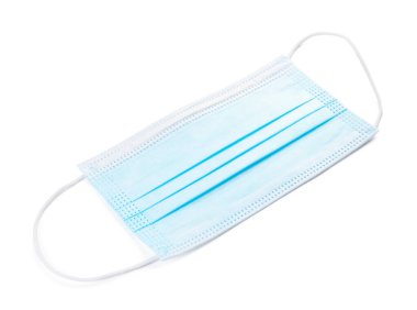 Beyaz arka planda cerrahi maske