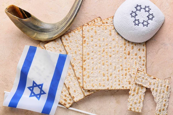 Σύνθεση Σύμβολα Του Ιουδαϊσμού Στο Φόντο Χρώμα — Φωτογραφία Αρχείου