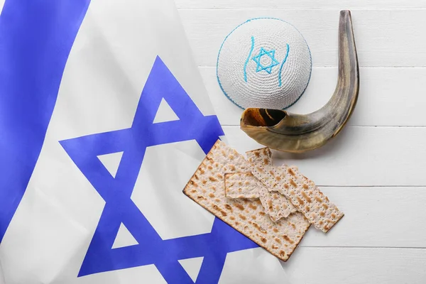 Flag of Israel and text SHABBAT SHALOM on wooden background Stock Photo -  Alamy