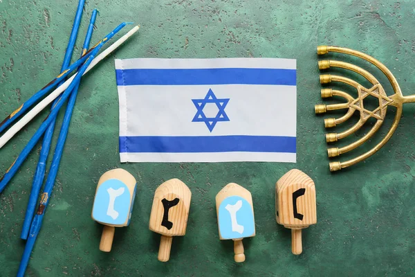 Composición Con Símbolos Del Judaísmo Sobre Fondo Color — Foto de Stock