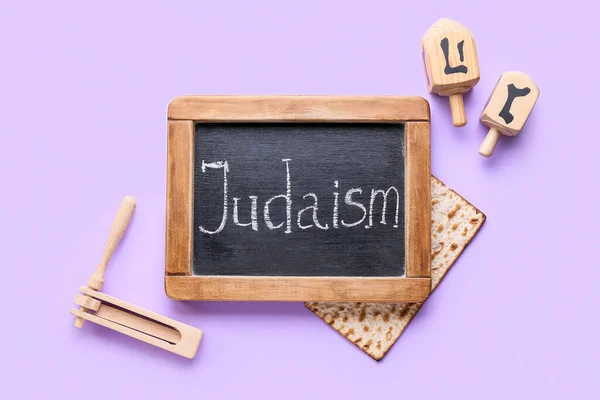 Skladba Symboly Judaismu Barevném Pozadí — Stock fotografie