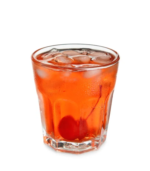 Glas Manhattan Cocktail Auf Weißem Hintergrund — Stockfoto