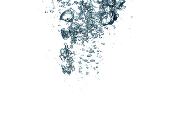 Klar Vatten Med Luftbubblor Vit Bakgrund — Stockfoto