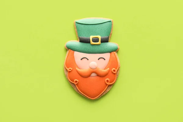 Leckere Dekorative Lebkuchen Zum Patrick Day Auf Grünem Hintergrund — Stockfoto
