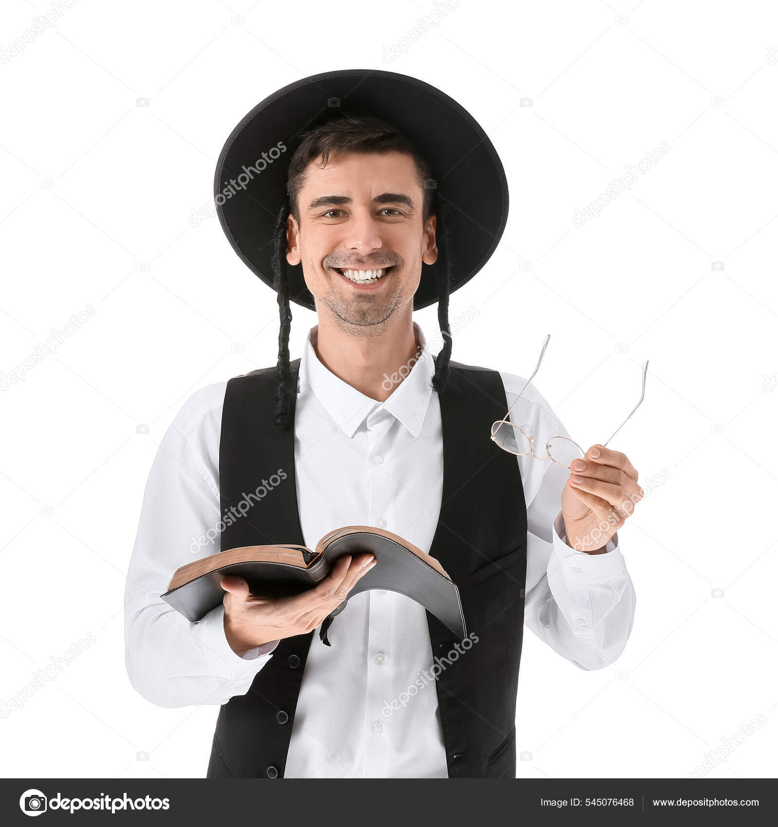 Hasidic Jewish Man Torah White Background — Stock Photo © serezniy  #545076468, image size:1598x1700