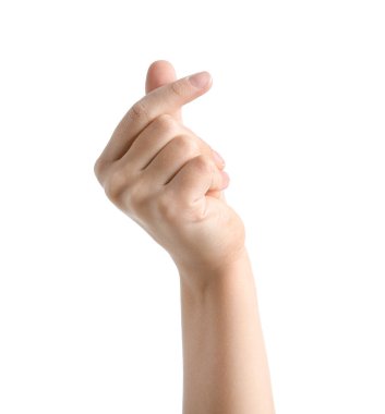 Beyaz arkaplanda parmak şaklatan çocuk