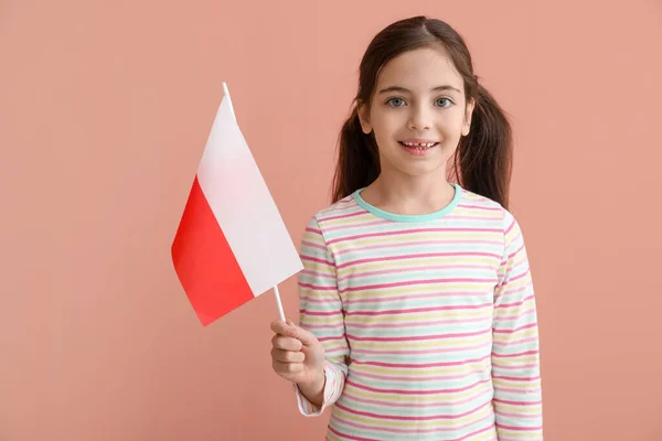 Мила Дівчинка Прапором Польщі — стокове фото