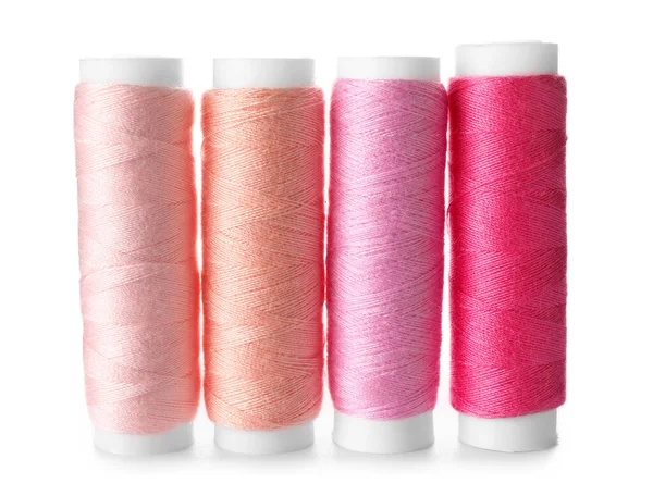 Multicolored Sewing Thread Spools White Background — Stock Photo, Image