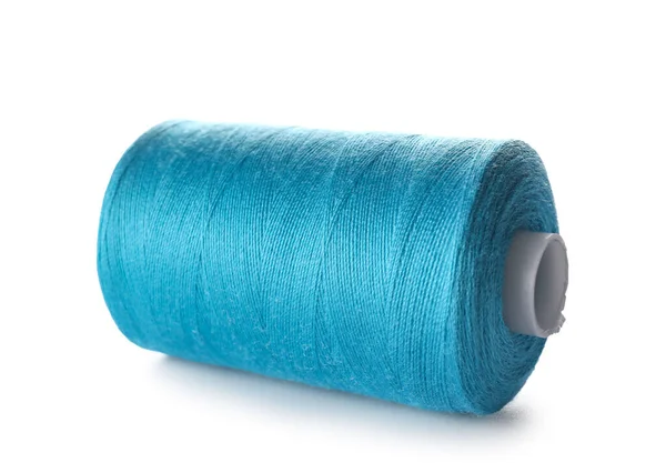 Blue Sewing Thread Spool White Background — Stock Photo, Image