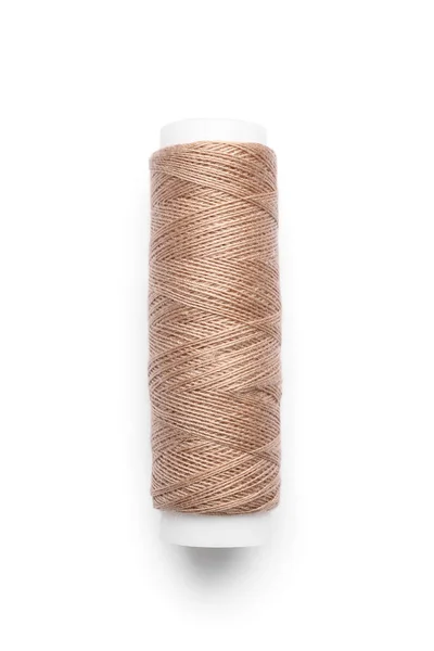 Beige Sewing Thread Spool White Background — Stock Photo, Image