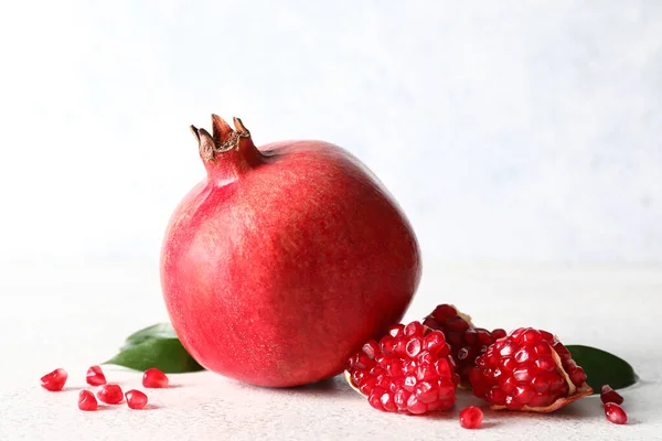 Ripe Delicious Pomegranate Light Background — Stock Photo, Image