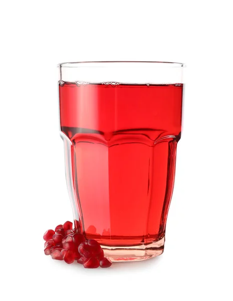 Glass Delicious Pomegranate Juice White Background — Stock Photo, Image