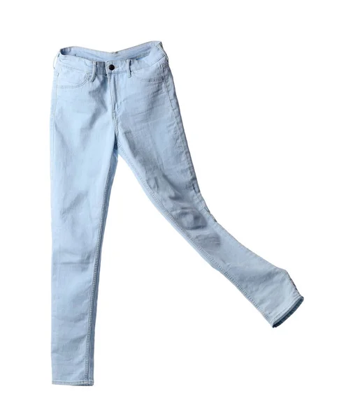 Calça Jeans Feminina Elegante Fundo Branco — Fotografia de Stock