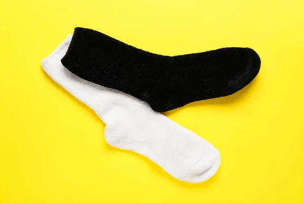 Pair Socks Yellow Background — Stock Photo, Image