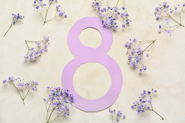 Composición Con Hermosas Flores Para Día Internacional Mujer Sobre Fondo —  Fotos de Stock